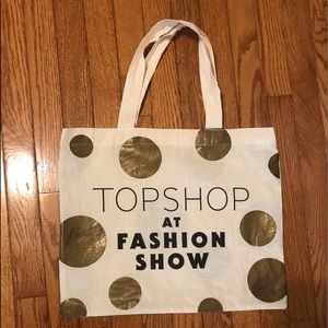 TOPSHOP CANVAS POLKA DOT FASHION TOTE BAG - NWOT